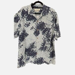 Tommy Bahama Mens XL Blue Floral Short Sleeve Button Up Shirt 100% Silk Spread